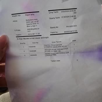 Gratis Eksik Ürün Sahte Fiş