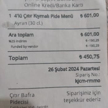 Yemeksepeti Çıtır Bafra Pidecisi İnsan Aldatmaca