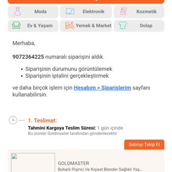 Trendyol Satıcının Yapmış Olduğu İptal İşlemi