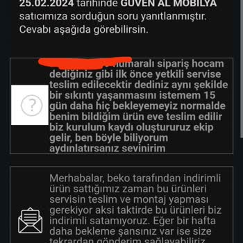 Beko Güven Al Mobilya Sultangazi Ürünümü Göndermedi