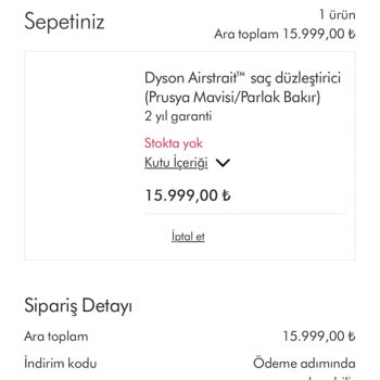 Dyson Siparişin Durumu Belirsiz