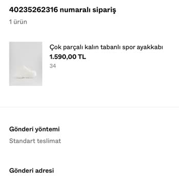 Bershka - Teslim Edildiği İddia Edilen Ürün