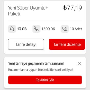 Vodafone Tarifemin Ücreti 77.19 TL Yazarken, Güncel Tutar Kısmında 167.18 TL