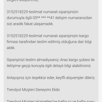 Trendyol Ve Aras Kargo İs Ahlaki Ürünlerimi Teslim Etmediler