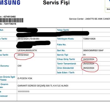Samsung Garanti Süresini Kabul Etmedi, Ürünü Onarmadı, Ücreti Aldı