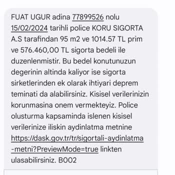 DASK Dan Gelen Alakasız Mesajlar