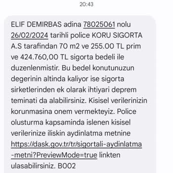 DASK Dan Gelen Alakasız Mesajlar