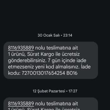 Sürat Kargo İade Ettiğim Kargo Kayboldu
