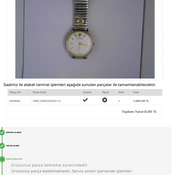 Saat Saat Firması Sıfır Alınan Versace Ürünün Hatalı Olması Hakkında.