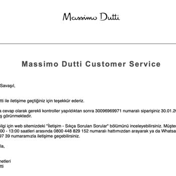 Massimo Dutti Teslim Edilmeyen Ürünler