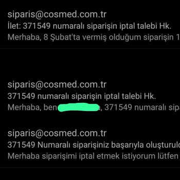 Cosmed İade Edilen Siparişin Ücretini Ödemiyor