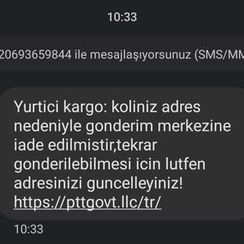 Siparişim Olmamasına Rağmen Yurtiçi Kargo'dan Sürekli Gelen Mesaj