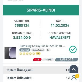 Arcelikavm.com Satın Aldığım Tablet Teslim Edilmedi.