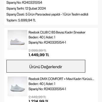 Reebok/FLO Ürünlerimi Göndermedi