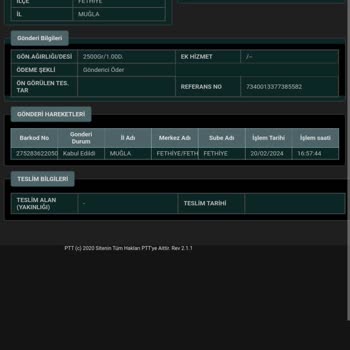 Fethiye PTT Kargo Geç Gönderim