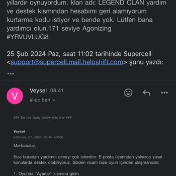 Supercell Ekibi Yardımcı Olmuyor.