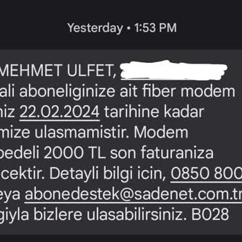 Sadenet Müşterilerini Mağdur Bırakıyor