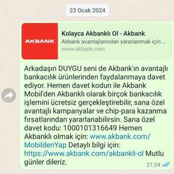 Akbank Davet Kodu Paylaş Chip Para Vermiyor