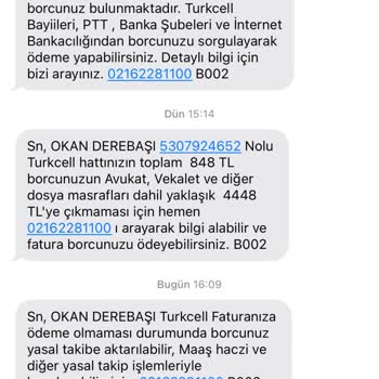 Turkcell Recom Alacak Mesajı
