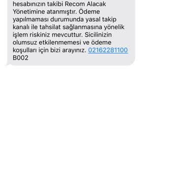 Turkcell Recom Alacak Mesajı