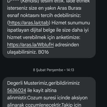 Aras Kargo Teslim Edilmiş Gözüken Fakat Teslim Edilmeyen Kargo Sorunu