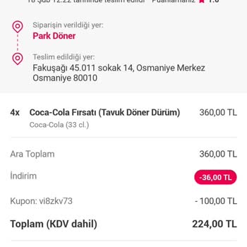 Yemeksepeti Üzerinden Zarara Uğratıldım