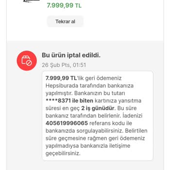 Hepsiburada Ücret İademi Yapmıyor