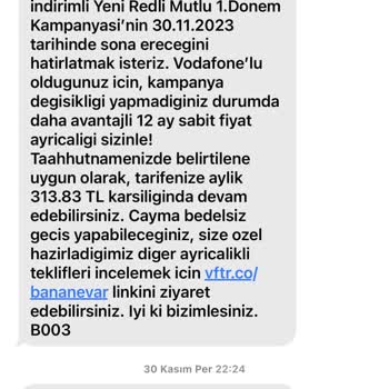 Vodafone Kafasına Göre Taahhüt Başlatıyor