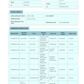 PTT Kargo İşleme Alınmayan Ve Geciken Kargo