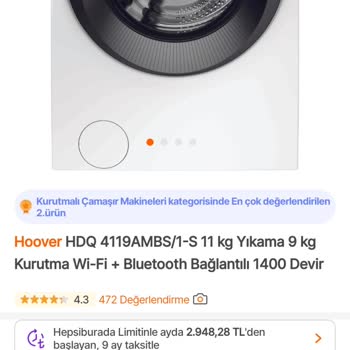Hoover Çamaşır Makinesi Kurutmalı E08 Arızası