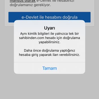 Sahibinden.com E-devlet Doğrulama Hatası.