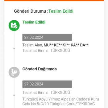 MNG Kargo Türkgücü Şubesi Teslimatımı Adresime Teslim Etmediği İçin...