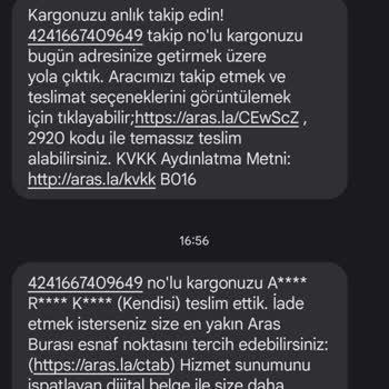 Aras Kargo Teslim Edildi Yazıp Gelmeyen Ürün