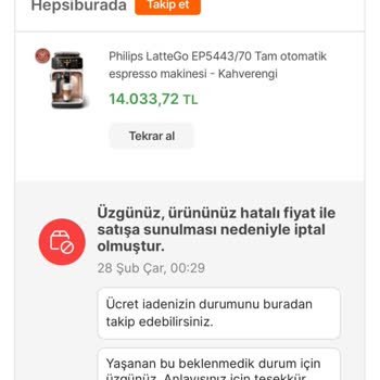 Hepsiburada Satın Almış Olduğum Ürünü Hatalı Fiyat Diye İptal Etti