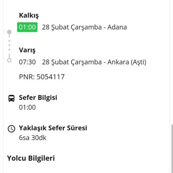 Öz Gülaras Turizm Adana-Ankara Seferinde Koltuk Değişikliği Mağduriyeti