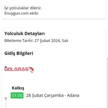 Öz Gülaras Turizm Adana-Ankara Seferinde Koltuk Değişikliği Mağduriyeti