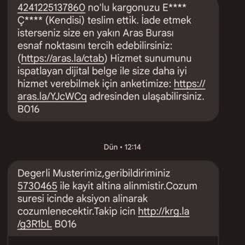Aras Kargo Teslim Edildi Denilen Ama Edilmeyen Kargo.