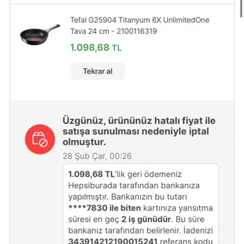 Hepsiburada İptal Edilen Sipariş