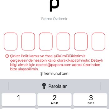 Papara Durduk Yere Hesap Kapatılması