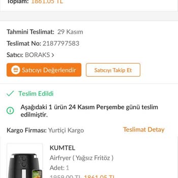 Kumtel Airfryer'ın İç Yüzeyi Soyuldu