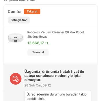 Hepsiburada'nın Ürün İptali