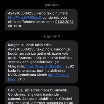 Aras Kargo Şirketi Kargo Getirmiyor