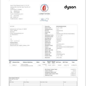 Dyson Fatura Oluşturmama Şikayeti