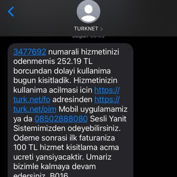 TurkNet Hesap Kısıtlama Sonrası Fatura Ödeme Ve İletişim Sorunu