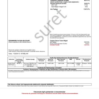 Vodafone Yüksek Gelen Fatura
