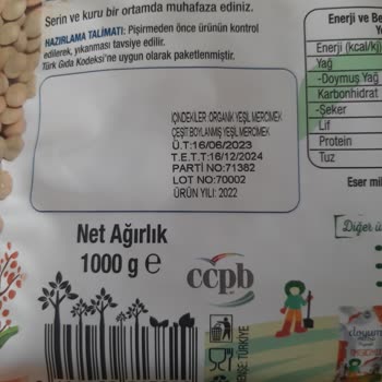 Doyum Marka Organik Böcekli Yeşil Mercimek