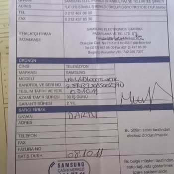 Samsung Televizyon Arızası Giderilmedi