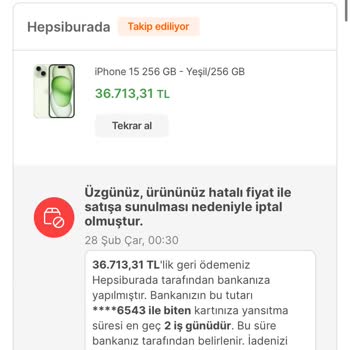Hepsiburada'nın Verilen Siparişleri İptal Etmesi