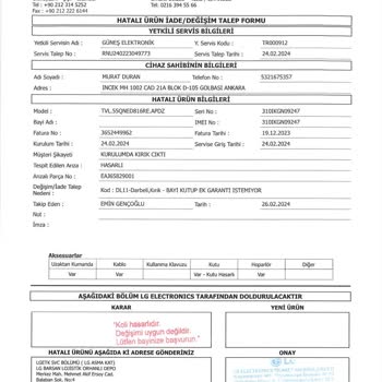 LG Firması Da Kutup Mağazası Da Kırık Televizyonu İade Almıyor