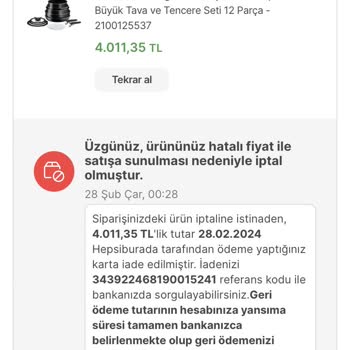 Hepsiburada Tefal Tencere Siparişimi Göndermiyor